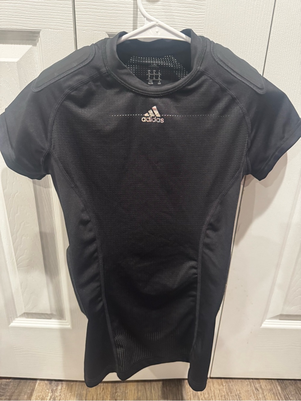 adidas Black Performance Short Sleeve Top padding for sports protection,